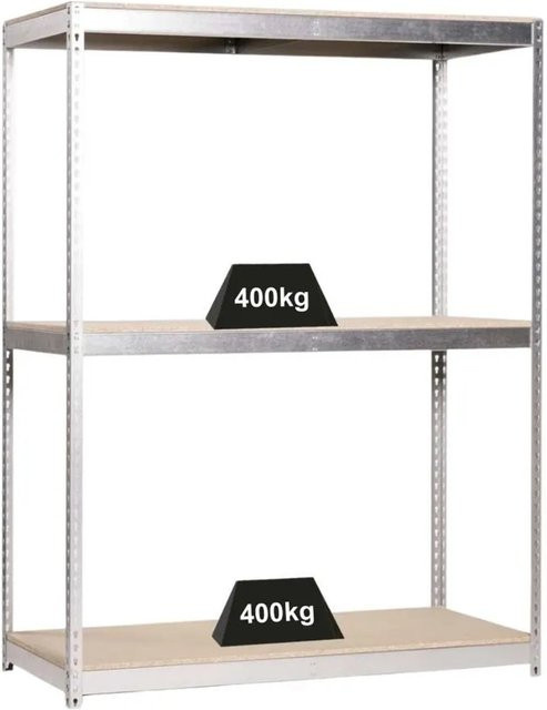 PROREGAL Schwerlastregal Wood Beast Grey, H x B x T: 200 x 240 x 90 cm, 3 Ebenen mit verstellbaren Fachböden, Fachlast 400 kg, pulverbeschichtet - Bild 1