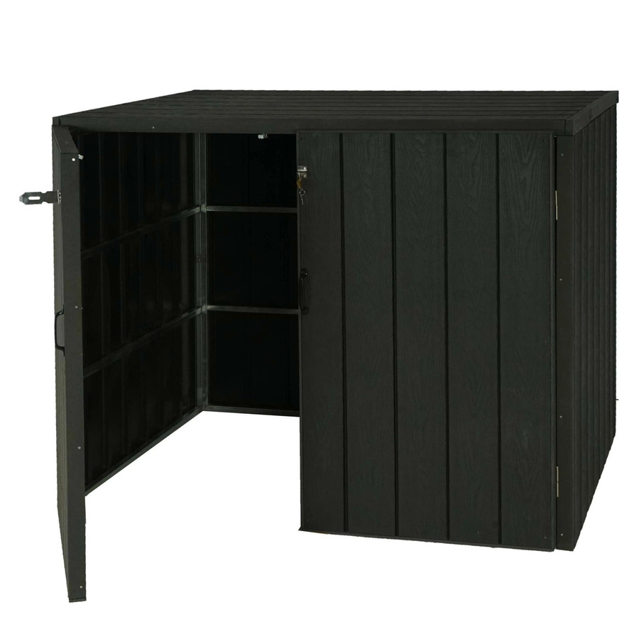 MCW WPC-Mülltonnenverkleidung J28 Premium Mülltonnenbox in Anthrazit, erweiterbar, B/T/H: 117 x 142 x 102 cm - Bild 2