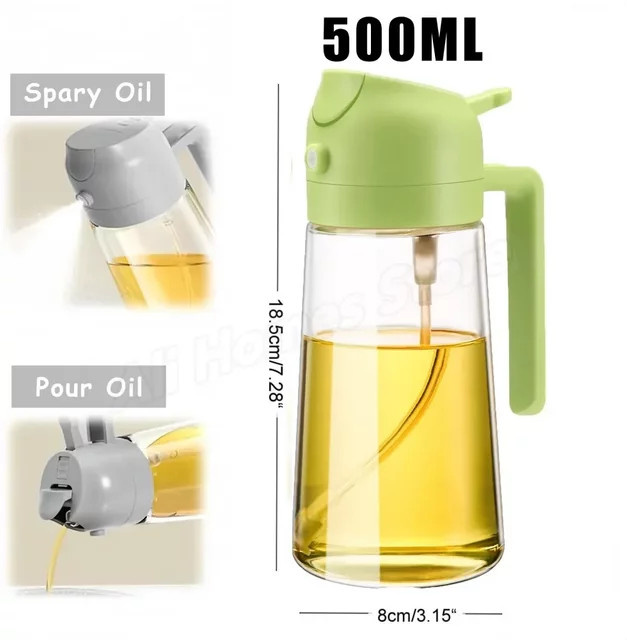 XMSJ 2-in-1 Olivenöl-Sprühflasche aus Kunststoff, transparent, 500 ml - Bild 1
