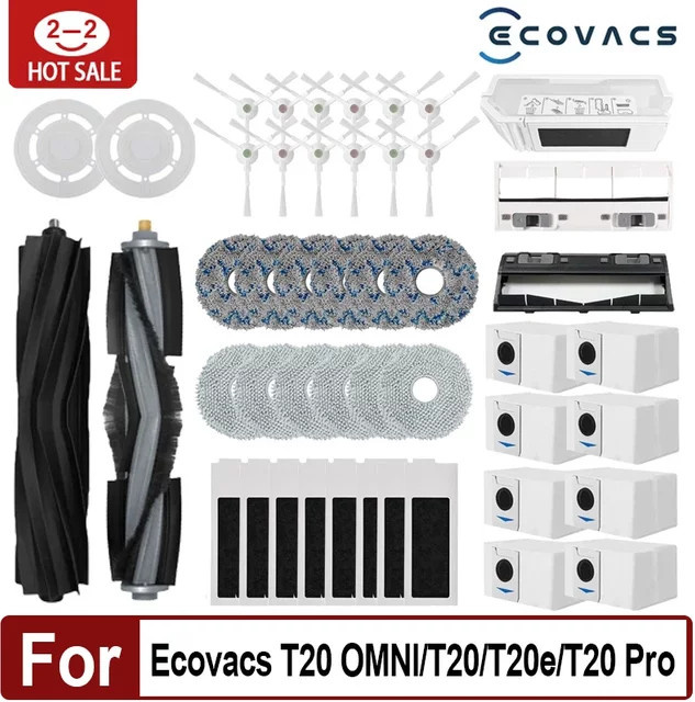 Ecovacs Deebot T20 OMNI T20e T20 Pro Zubehör Set in Weiß mit Hauptbürste, Seitenbürste, Mopp, Filter und Staubbeuteln aus Kunststoff - Bild 1