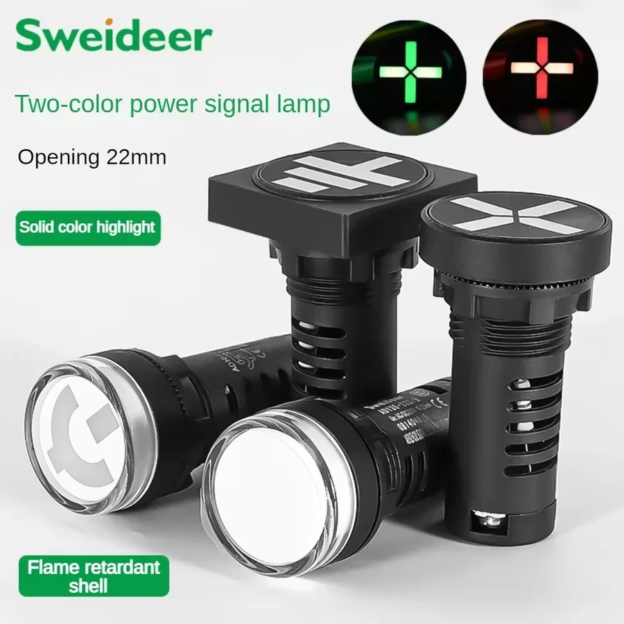 Zweifarbige LED-Anzeigeleuchte sweideer AD136-22 in Rot und Grün für Erdungsisolierung und offene Schaltung, Durchmesser: 22 mm - Bild 2