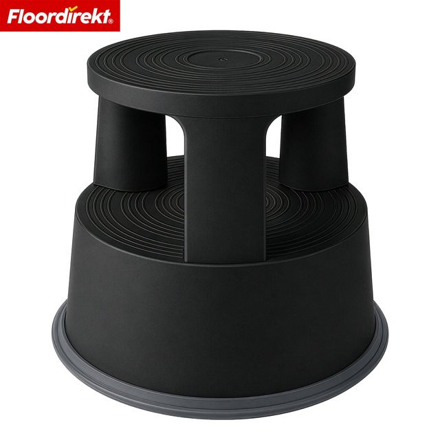 Floordirekt Rollhocker Elefantenfuß aus Kunststoff in Schwarz matt, B/T/H: 29,0 x 29,0 x 43,0 cm - Bild 1