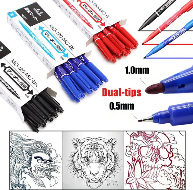 TRUE STAR Tattoo Marker Stifte, Dual-Tip, Wasserdicht, 20/10/5/3 Stück - Bild 1