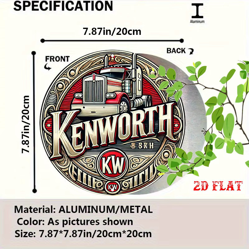Potdemiel Vintage Kenworth Logo Rundes Metallschild aus Aluminium, Mehrfarbig, Durchmesser: 20 cm - Bild 2