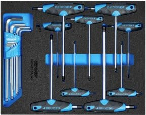 Gedore 2005 CT2-DT 2142 Winkelschraubendreher-Satz in Check-Tool-Modul, 17-teilig, Blau - Bild 1