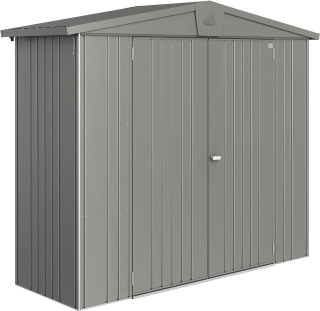 Biohort Gerätehaus Europa aus Metall in Quarzgrau-Metallic mit Satteldach und Doppeltür, B/H/T: 244 x 203 x 84 cm - Bild 1