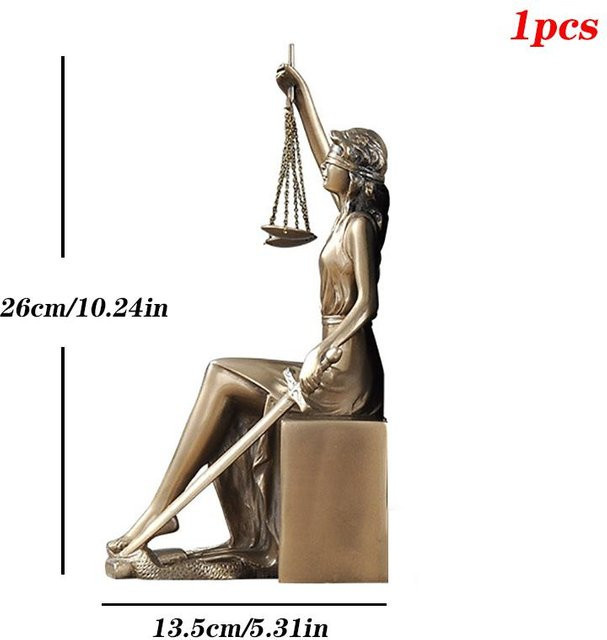 ERMAKOVA Justizgöttin Statue als Buchstütze aus Harz in Bronze und Gold, Dekorative Skulptur für das Arbeitszimmer, Höhe: 26,0 cm, Breite: 13,5 cm, Tiefe: 1,0 cm - Bild 1
