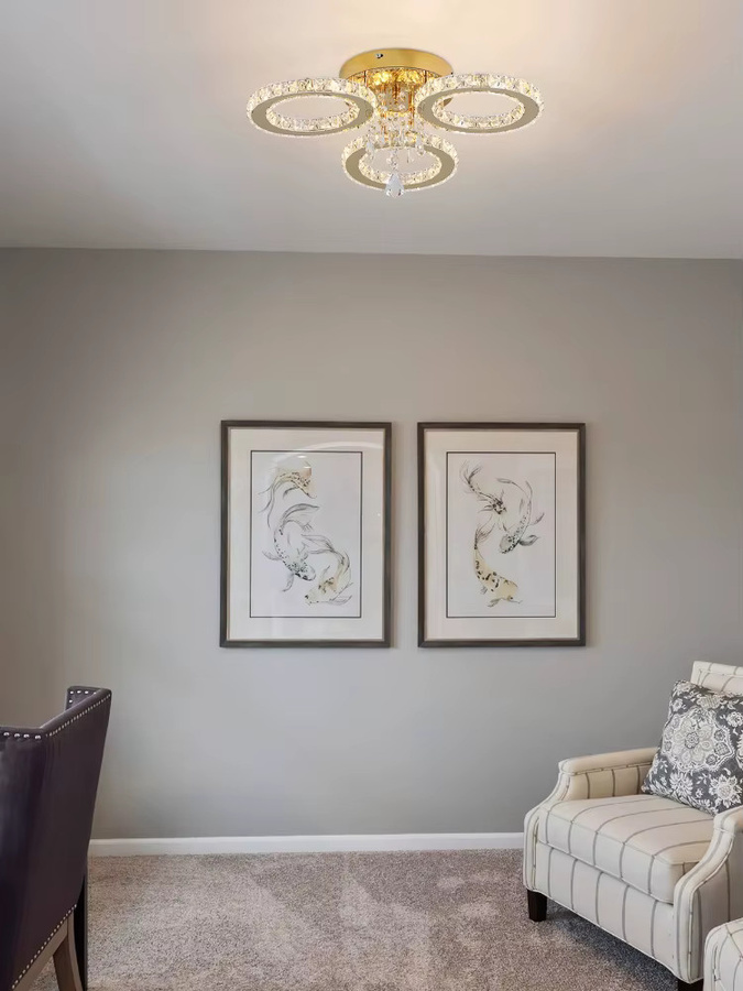 VETRULUS LED-Deckenleuchte Moderne Kristall-Kronleuchter in Gold/Messing für Wohnzimmer und Esszimmer - Bild 2