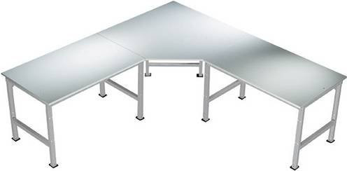 Manuflex AU0041.9006 Universal Fünfeck-Verkettungselement mit Melamin-Platte in Alusilber für Tischtiefe 80 cm - Bild 1