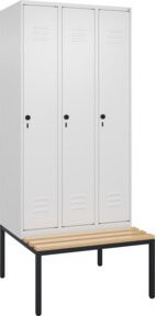 C+P Spind Classic PLUS Spind mit Sitzbank, 3 Abteile, Sicherheits-Drehriegel, 4 Garderobenhaken, mittige Trennwand, B/T/H: 212 x 90 x 81,5 cm - Bild 1