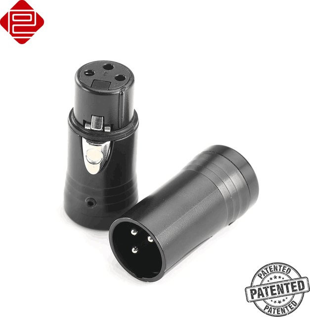 Low Profile XLR-Stecker-Adapterkabel 3-polig, 90 Grad drehbar, Gold/Schwarz für Audio Recording Studio Mixer Board - Bild 1