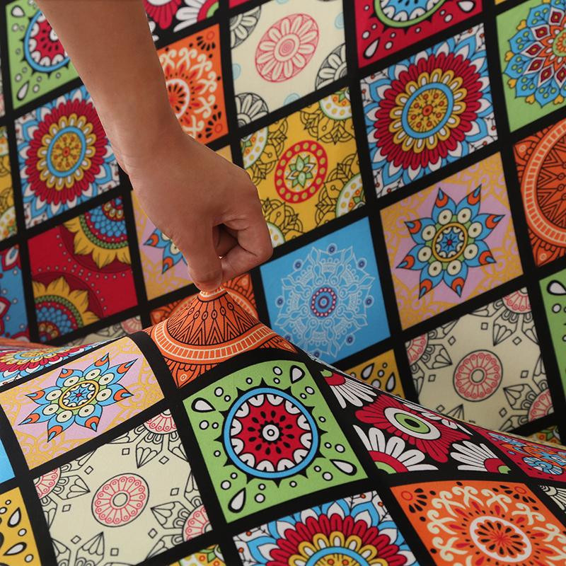 LANMOLIFE Stretch Sofabezug Universal mit 1 Kissenbezug, Boho Design, Mehrfarbig, Breite: 90-140 cm - Bild 3