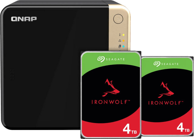QNAP TS-464-8G NAS-System mit 2 x 4TB Seagate Ironwolf Festplatten in Schwarz - Bild 1