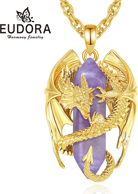 Eudora Halskette, 750 Gold, Amethyst, Drache, Unisex - Bild 1