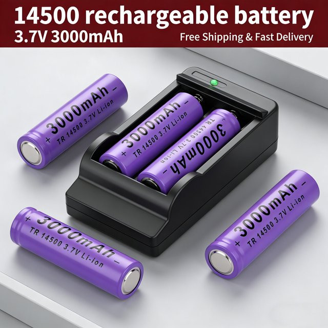 Koonenda AA Wiederaufladbare Lithium-Ionen-Batterie 3,7V 3000mAh in Lila für Radios, Mikrofone und elektrisches Spielzeug - Bild 1