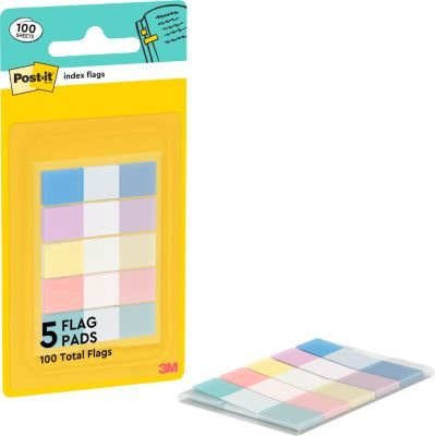 Post-it Indexstreifen Mini 683-5 PASTEL in Pastellmix, 100 beschreibbare Streifen mit transparentem Feld und Spender - Bild 1