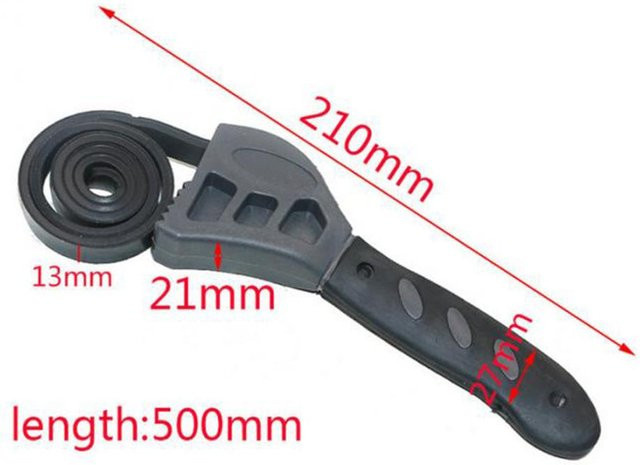 CosyHome Multifunktionaler Gummi-Gürtelschlüssel zur Einstellung für Ölfilter und Flaschenöffner, Grau, 50 cm - Bild 1