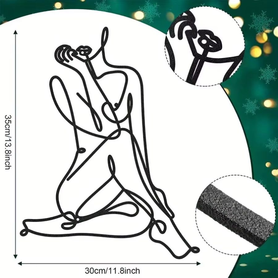 CIFbuy Moderne abstrakte Wandskulptur aus Metall – Minimalistische weibliche Eisendraht-Kunst für dein Zuhause - Bild 3