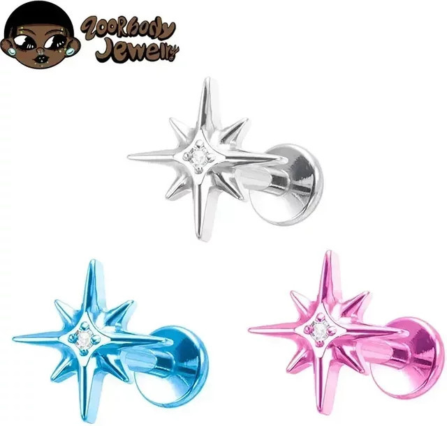 ZOORBODY JEWELRY Ohrstecker Titan, Zirkonia, Silber, Unisex - Bild 1