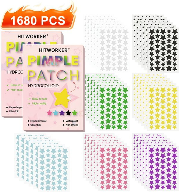HITWORKER Hydrokolloid Concealer-Pflaster für Akne, 1680 Stück, Unisex - Bild 1