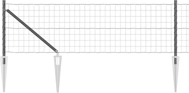 vidaXL Zaun mit Pfosten Grau aus Stahl und PVC, Höhe: 65 cm, Breite: 10 m, Tiefe: 0,6 m - Bild 1