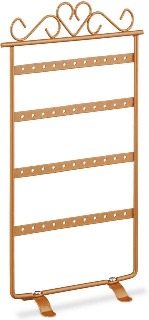 Relaxdays Ohrringhalter Herz aus Eisen in Bronze, 4 Etagen, B/T/H: 30,5 x 16,5 x 6,5 cm - Bild 1