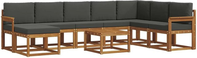 vidaXL Outdoor-Sofagarnitur 9-teilig aus Akazienholz mit Kissen in Anthrazit und Natur - Bild 1