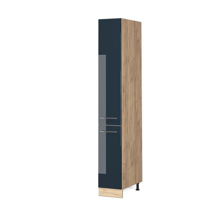 Vicco Apothekerschrank Fame-Line Dunkelblau Hochglanz und Goldkraft Eiche mit Soft-Close-Türen, B/T/H: 206,8 x 57,2 x 30,0 cm - Bild 2
