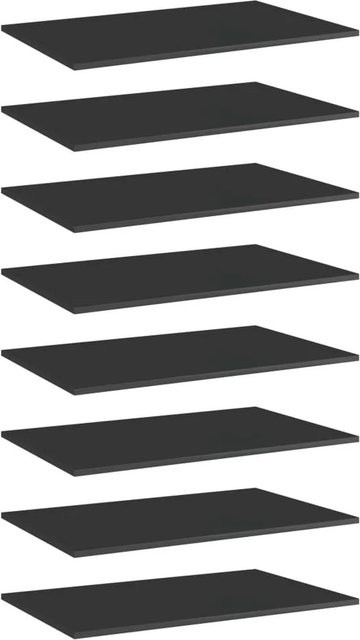 vidaXL Bücherregal-Bretter Set aus Holzwerkstoff, 8 Stück, Schwarz Hochglanz, B: 80 cm, T: 50 cm, H: 1,5 cm - Bild 1
