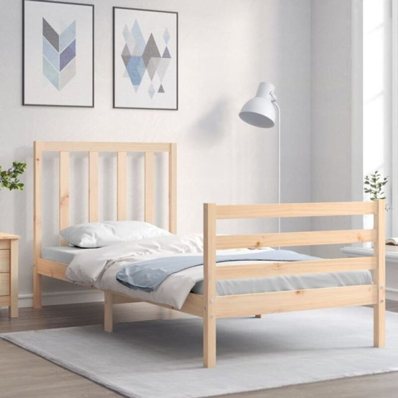 Massivholzbett Vidaxl aus Kiefernholz in Braun, B/T/H: 90 x 200 x 100 cm - Bild 1