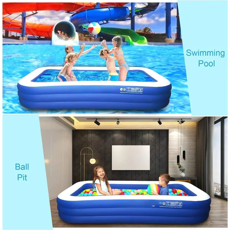 Aufblasbarer Pool für die Familie in Blau-Weiß, übergroßer und verdickter Outdoor-Pool für Garten und Wasserpartys - Bild 3