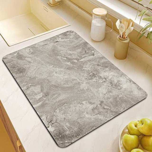 Saugfähige Abtropfmatte von Yiran Furniture in Grau mit Marmor-Design, B/T: 60 x 40 cm - Bild 1