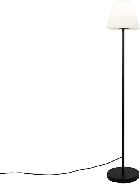 QAZQA Außen Stehlampe Virginia Schwarz mit weißem Schirm, IP65 wetterfest, dimmbar, für Garten und Terrasse - Bild 1