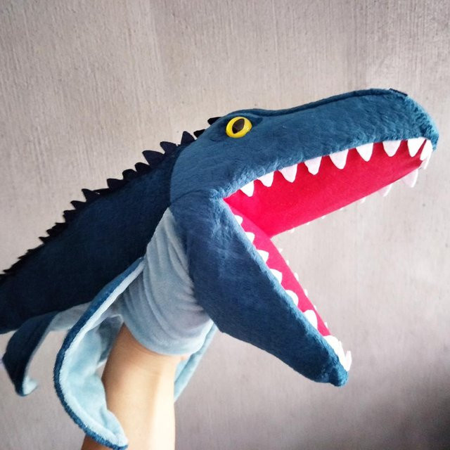 Mosasaurus Dinosaurier Handpuppen-Stofftier, Blau, ab 0 Jahren - Bild 1