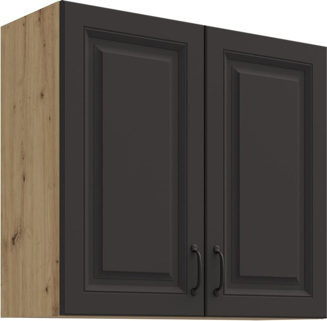 Hängeschrank Stilo Küchenschrank in Grau und Eiche Artisan mit Einlegböden, Breite: 80 cm - Bild 1