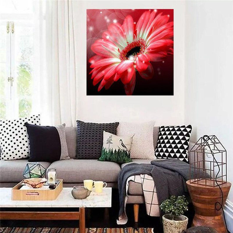 FIYO 5D Diamond Painting Set mit floralem Motiv, DIY Mosaik-Stickerei mit runden Strasssteinen, mehrfarbig, B/H: 30 x 30 cm - Bild 1