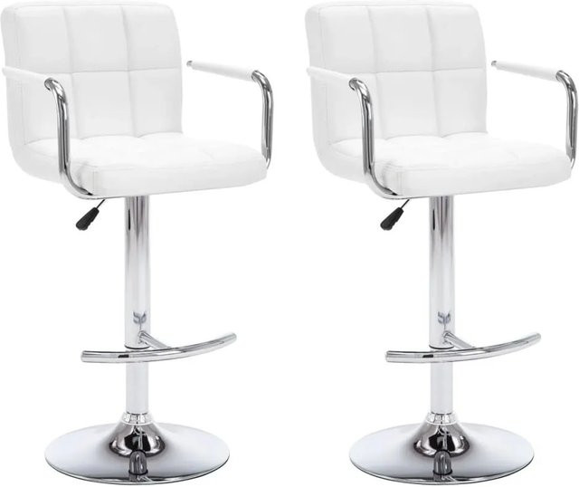 vidaXL Barhocker 2er Set in Weiß aus Kunstleder und Stahl im modernen Design - Bild 1