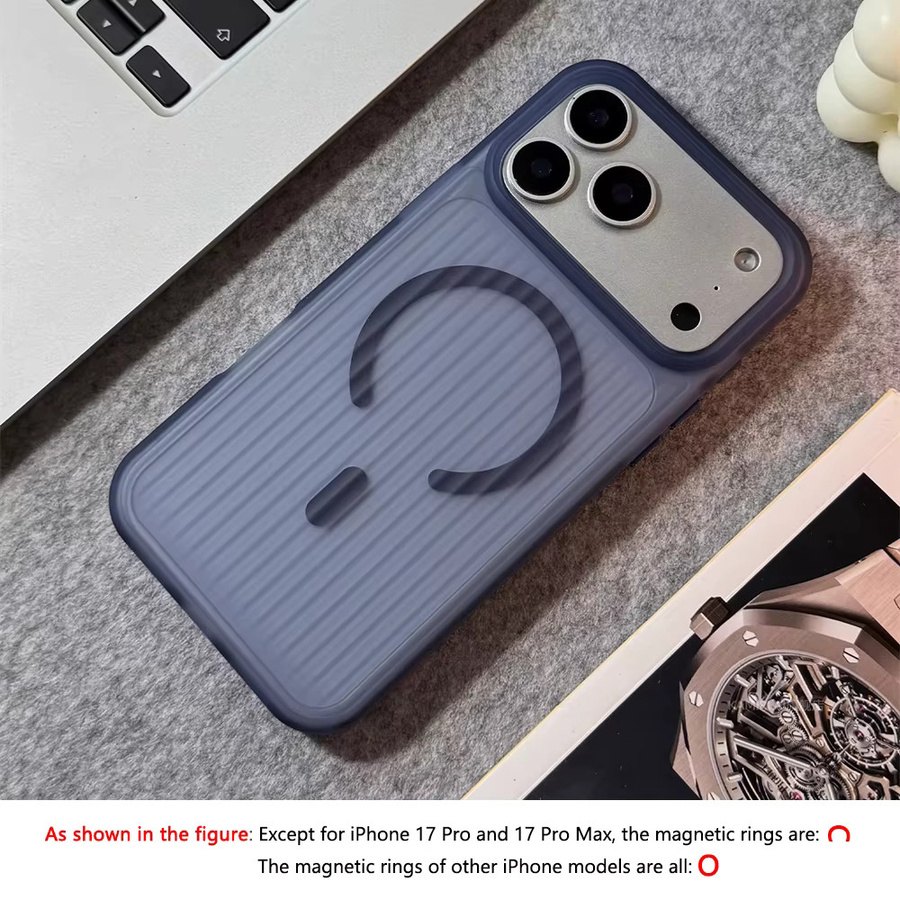 YUEDESHENG Stoßfeste iPhone Hülle mit gewelltem 3D-Streifen-Design und MagSafe Unterstützung in Grau und Blau - Bild 2