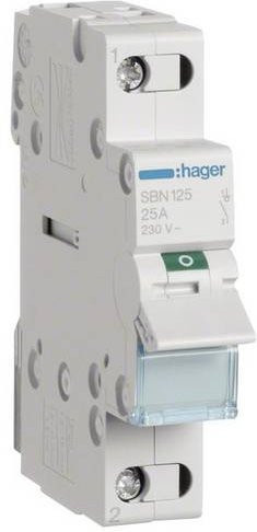 Hager Ausschalter 1polig 25A 1 Schließer 230V SBN125 - Bild 1