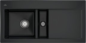Villeroy & Boch Spüle Subway in Pure Black mit Ablauggarnitur und Handwaschbecken, Breite: 60 cm - Bild 1