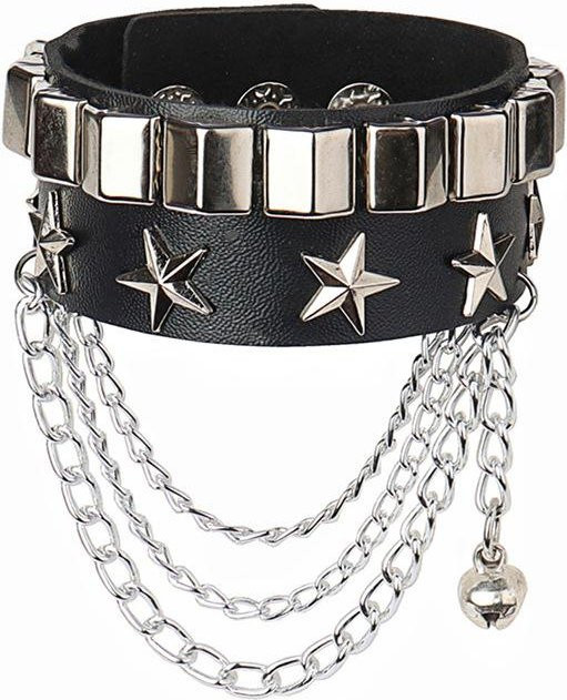 Armband PU-Leder, Nieten, Schwarz, Unisex - Bild 1