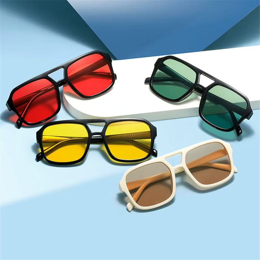 Quadratische Sonnenbrille, Vollrand, Kunststoff, Schwarz, Unisex - Bild 3