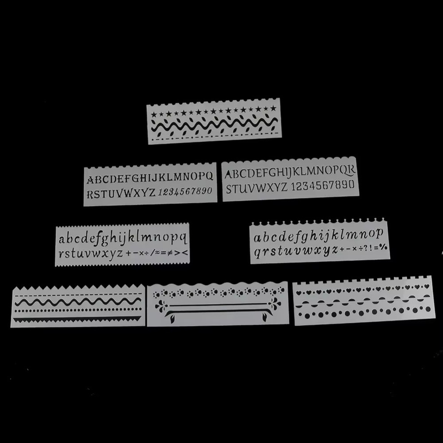 8-teiliges DIY-Buchstabenschichtvorlagen-Set aus Kunststoff in Weiß für Mal- und Prägeprozesse zur Gestaltung von Albumdekorationen und Karten - Bild 3