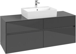 V&B Waschtischunterschrank Collaro in Glossy Grey mit mittigem Waschtisch, B/T/H: 140 x 54,8 x 50 cm - Bild 1