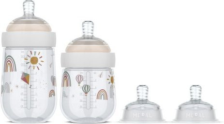 Mepal Mio Starterset Babyflaschen 4-teilig Sunshine & Rainbow Multicolor mit breitem Flaschenhals - Bild 1