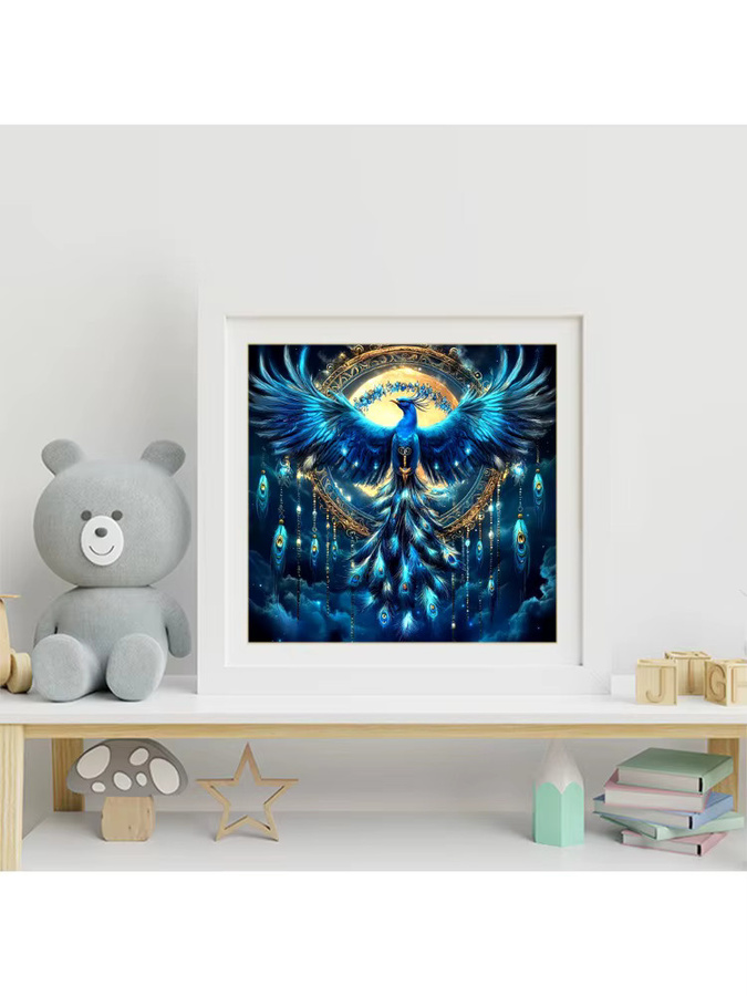 Momoart Diamantmalerei Phoenix als DIY Kreuzstich Stickerei mit runden Steinen zur Wanddekoration - Bild 3