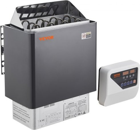 VEVOR Saunaofen 6 kW mit digitalem Regler und 3-Stunden-Timer für drinnen und draußen, 400 V 3N, für 5-9 m³ geeignet - Bild 1