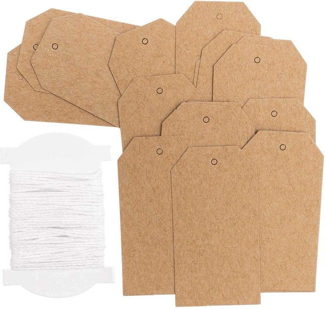 Rico Design Paper Poetry Papieranhänger aus Kraftpapier in Natur, 24 Stück, B: 3,5 cm, H: 6,0 cm - Bild 1