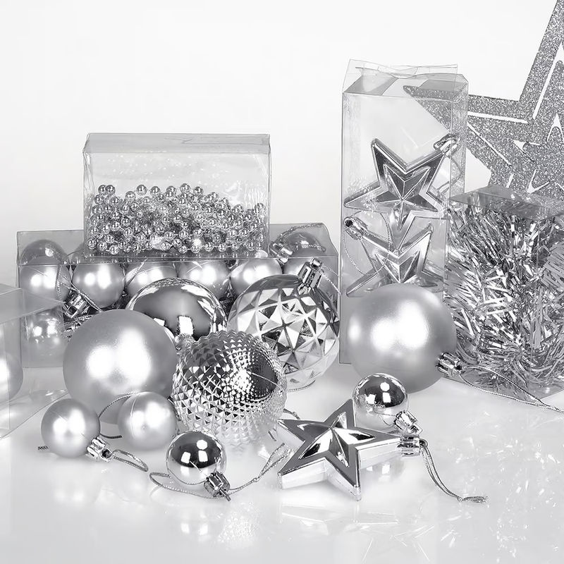 Casaria Weihnachtskugeln Silber 66-teilig aus Kunststoff als Hängeornamente für deine Weihnachtsdekoration - Bild 3