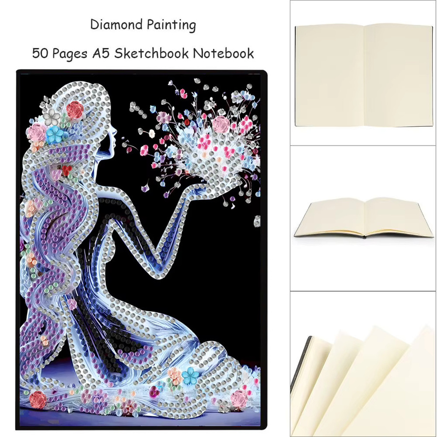 DIY Diamantmalerei Set mit buntem Tiermuster und Notizbuch aus PU-Leder in A5, Multicolour - Bild 5